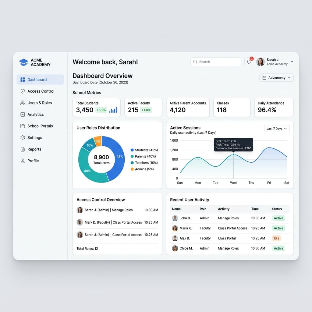 Portals, Dashboards & Access Control dashboard mockup